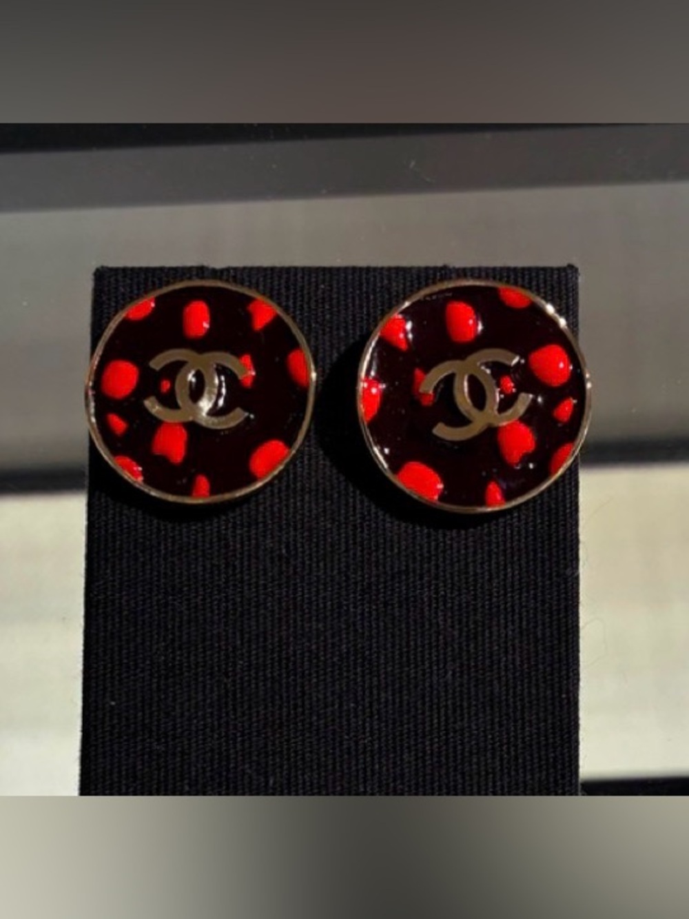Chanel 26A earrings red logo blazy